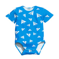 Thumbnail for Paper Airplanes (Blue) Designed 3D Baby Bodysuits