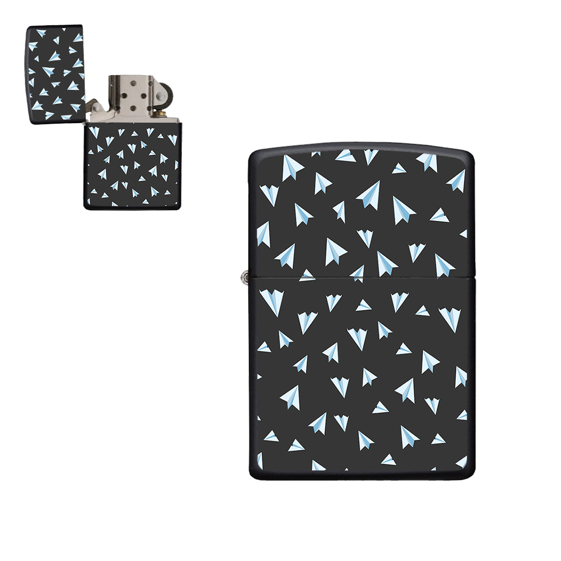 Paper Airplanes (Gray) Designed Metal Lighters