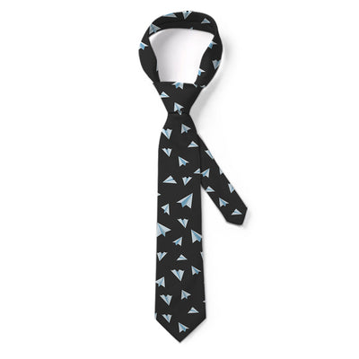 Paper Airplanes (Gray) aviation design on premium silk blend tie.