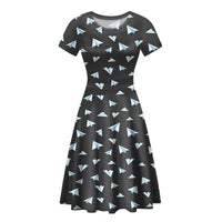 Thumbnail for Paper Airplanes (Gray) Designed Women Midi Dress