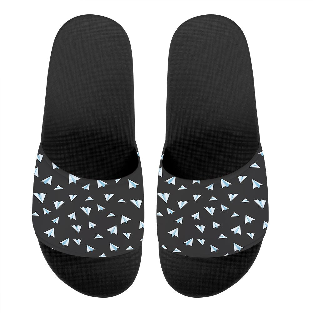 Paper Airplanes (Gray) Designed Sport Slippers