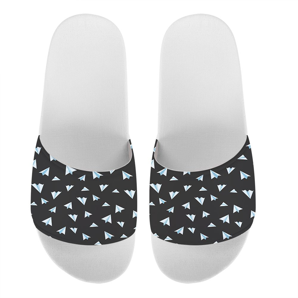 Paper Airplanes (Gray) Designed Sport Slippers