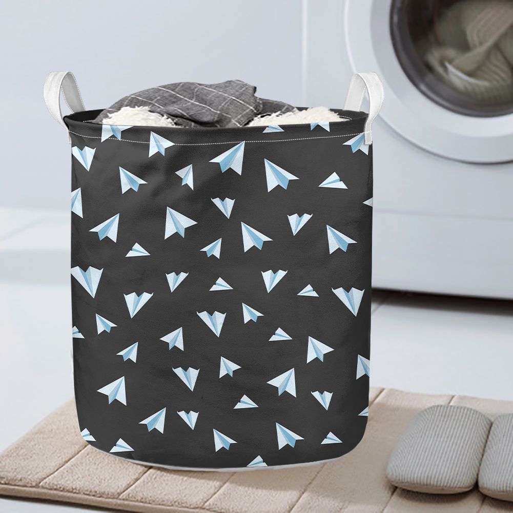 Paper Airplanes (Gray) Designed Laundry Baskets