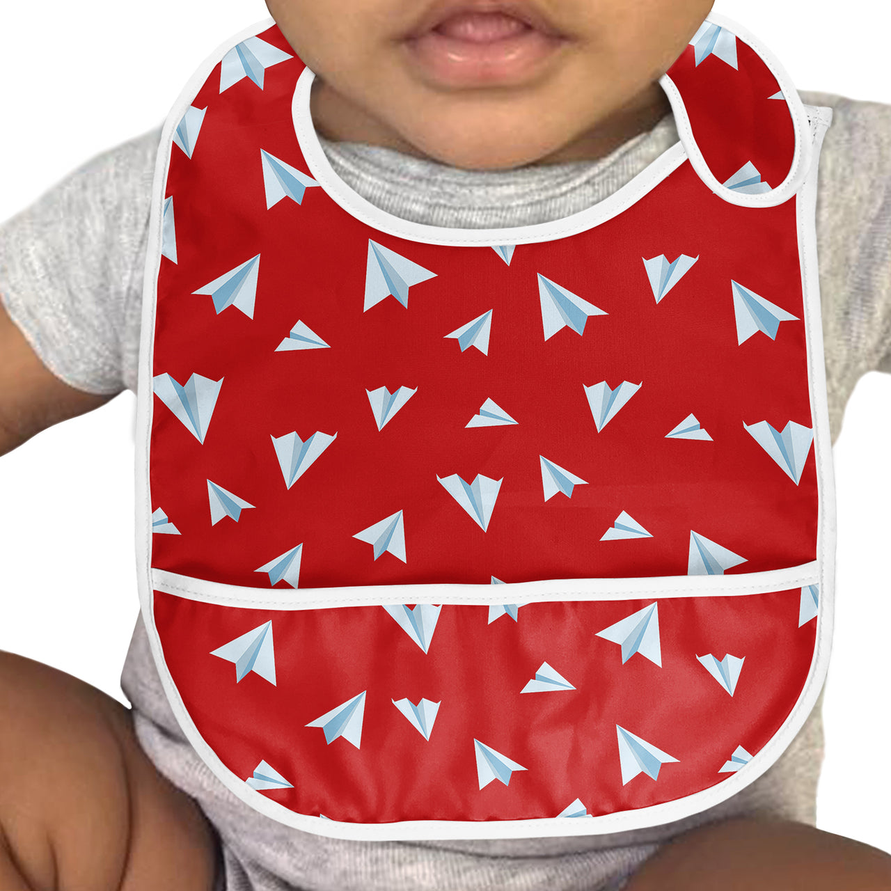 Paper Airplanes (Red) Designed Baby Bib
