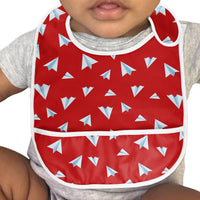 Thumbnail for Paper Airplanes (Red) Designed Baby Bib