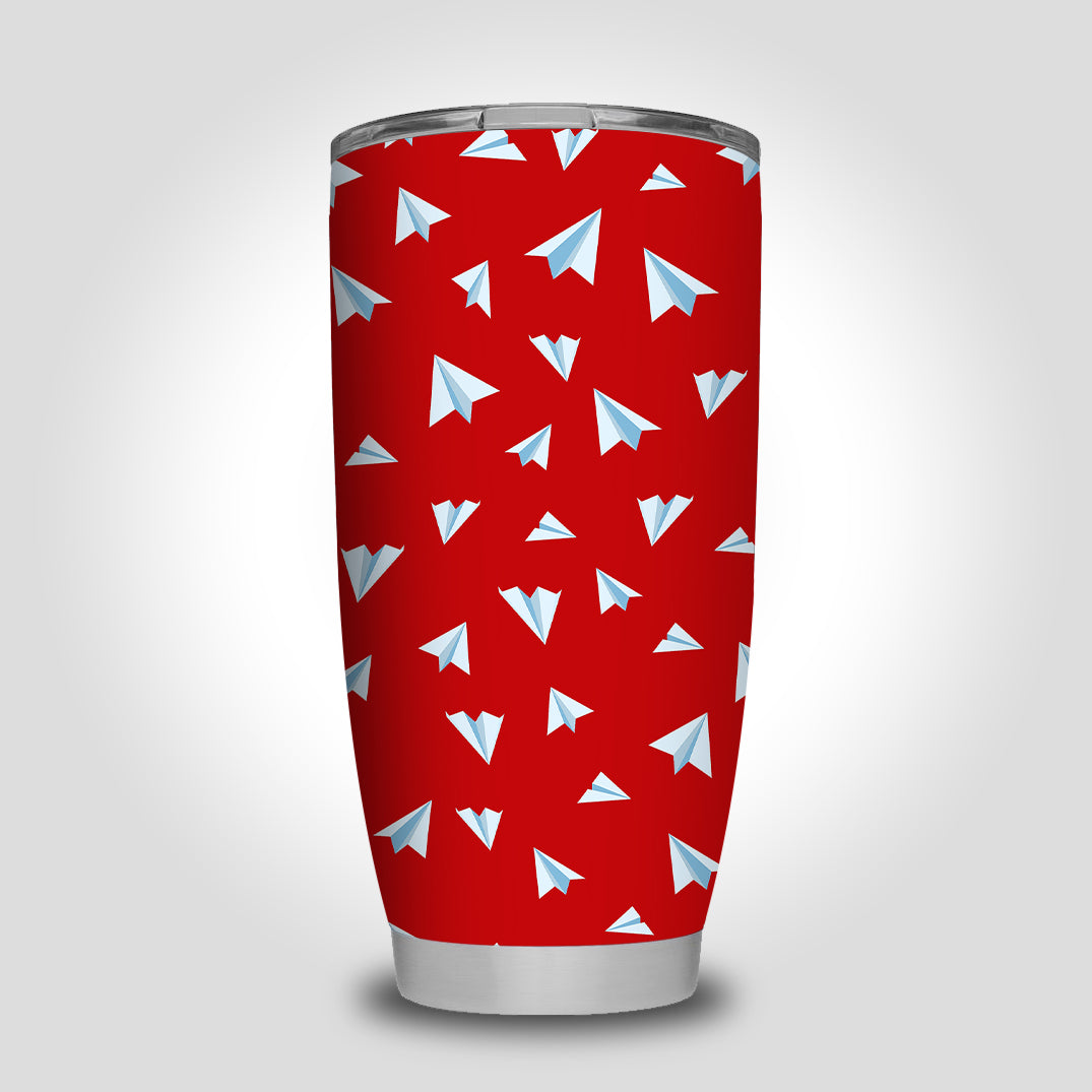 Paper Airplanes (Red) Designed Tumbler Travel Mugs
