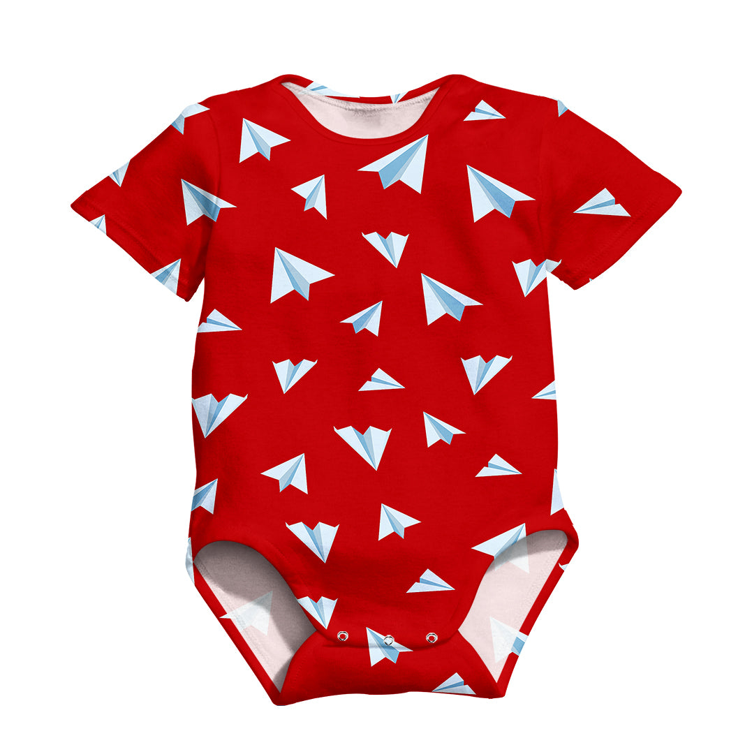 Paper Airplanes (Red) Designed 3D Baby Bodysuits