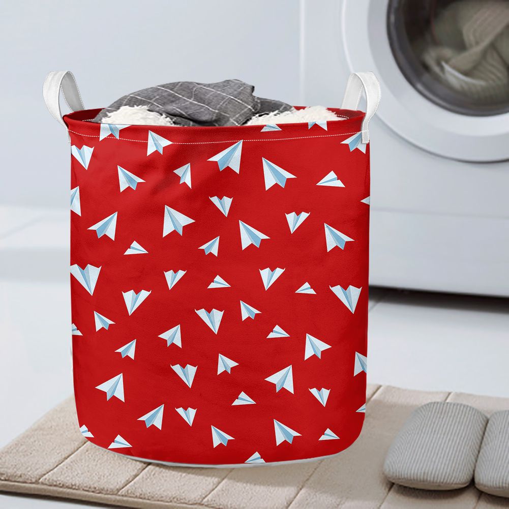 Paper Airplanes (Red) Designed Laundry Baskets