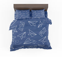Thumbnail for Paper Airplane & Fly (Blue) Designed Bedding Sets