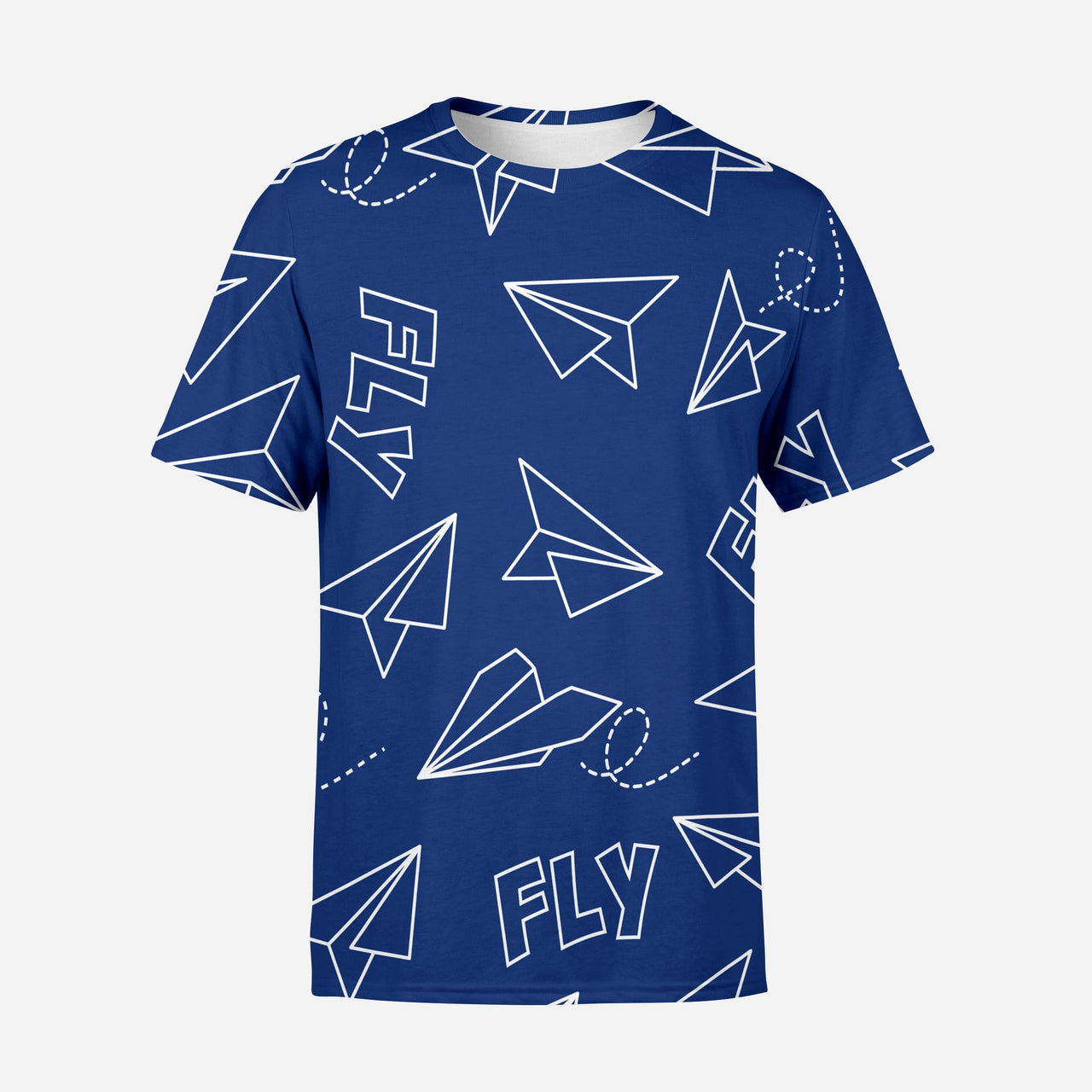 Paper Airplane & Fly (Blue) Designed 3D T-Shirts