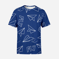 Thumbnail for Paper Airplane & Fly (Blue) Designed 3D T-Shirts