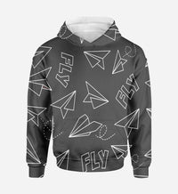 Thumbnail for Paper Airplane & Fly (Gray) Printed 3D Hoodies