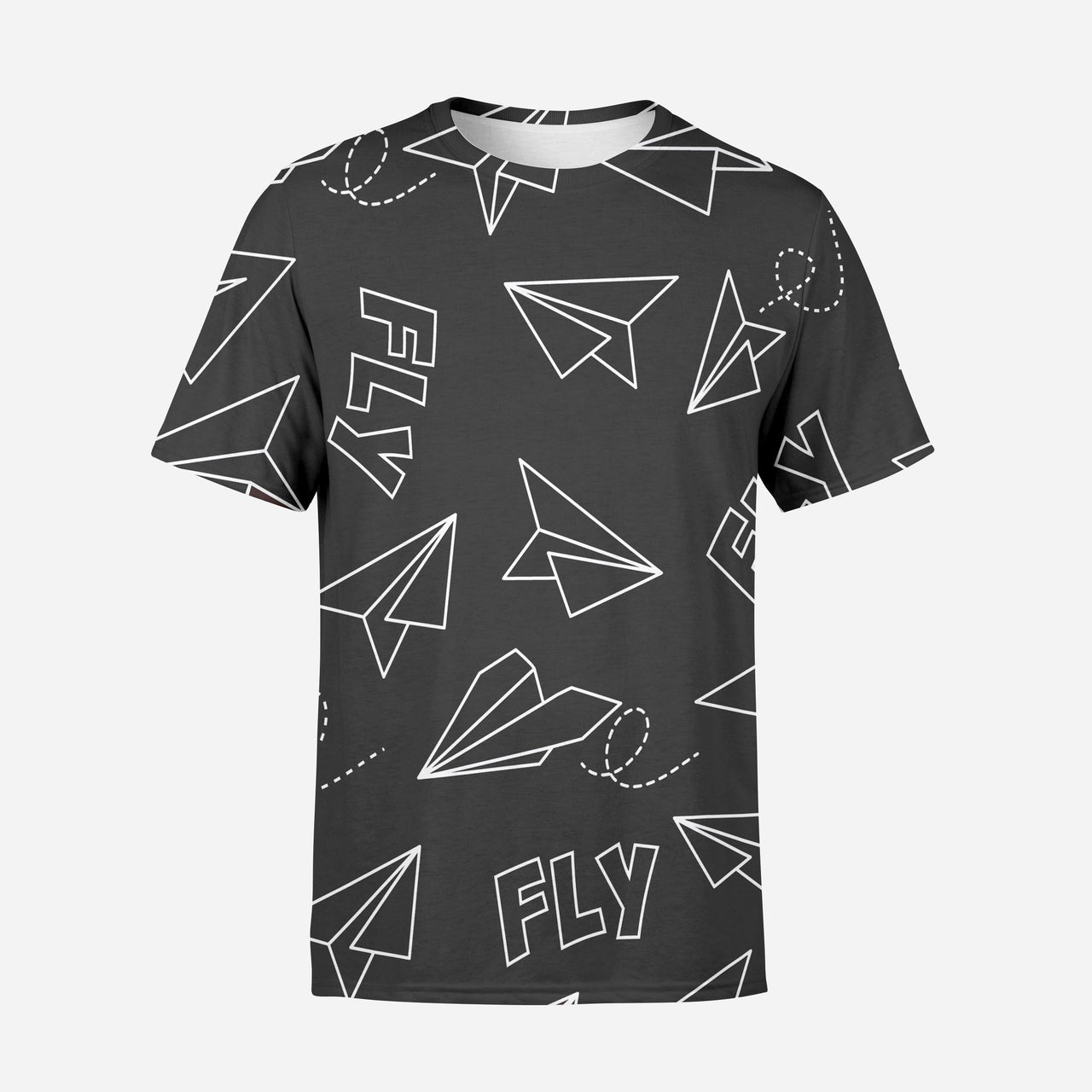 Paper Airplane & Fly (Gray) Designed 3D T-Shirts