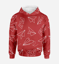 Thumbnail for Paper Airplane & Fly (Red) Printed 3D Hoodies
