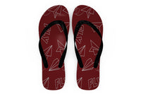 Thumbnail for Paper Airplane & Fly (Red) Designed Slippers (Flip Flops)