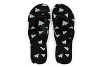 Thumbnail for Paper Airplanes (Black) Designed Slippers (Flip Flops)