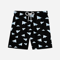 Thumbnail for Paper Airplanes (Black) Designed Swim Trunks & Shorts
