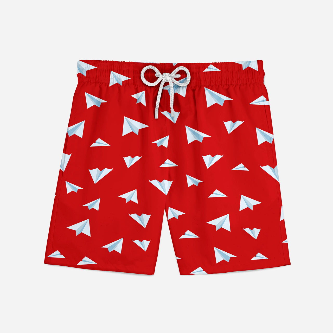 Paper Airplanes (Red) Designed Swim Trunks & Shorts