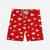 Thumbnail for Paper Airplanes (Red) Designed Swim Trunks & Shorts