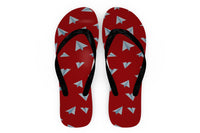 Thumbnail for Paper Airplanes (Red) Designed Slippers (Flip Flops)