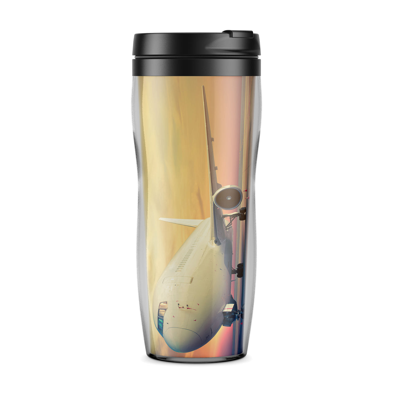 Parked Aircraft During Sunset Designed Travel Mugs