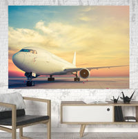 Thumbnail for Parked Aircraft During Sunset Printed Canvas Posters (1 Piece) Aviation Shop 