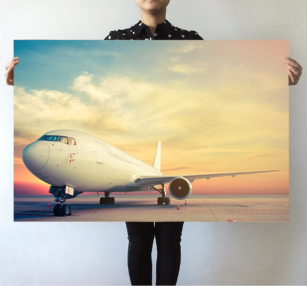 Parked Aircraft During Sunset Printed Posters Aviation Shop 