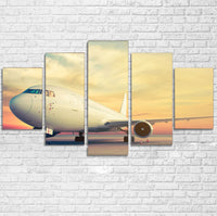 Thumbnail for Parked Aircraft During Sunset Printed Multiple Canvas Poster Aviation Shop 