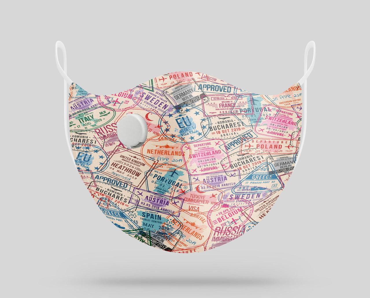 Passport Stamps Designed Face Masks