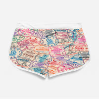 Thumbnail for Passport Stamps Designed Women Beach Style Shorts