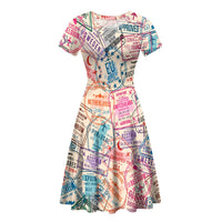 Thumbnail for Passport Stamps Designed Women Midi Dress