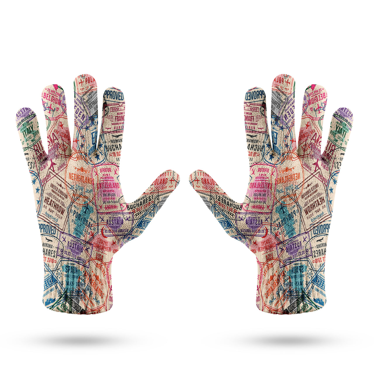 Passport Stamps Designed Gloves