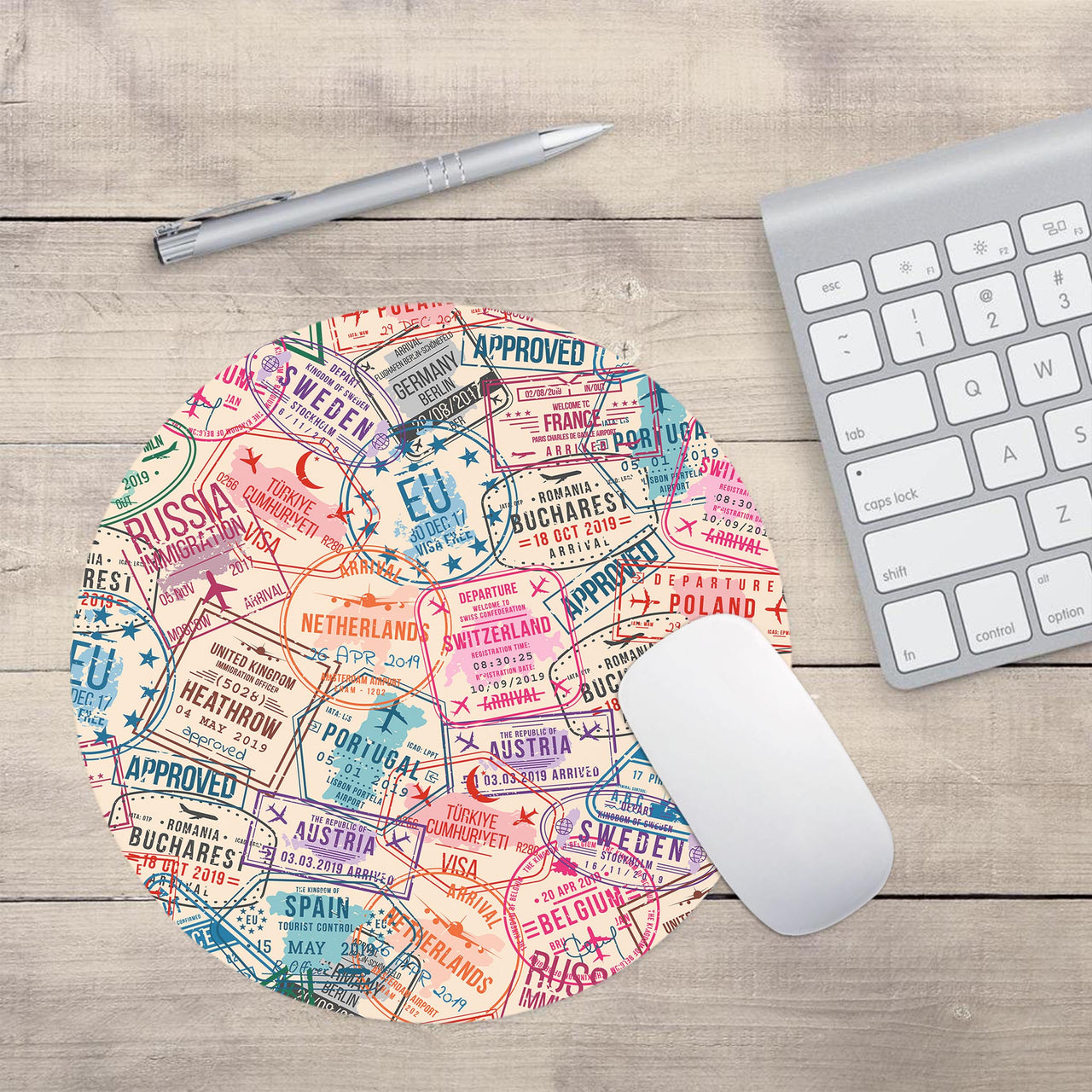Passport Stamps Designed Mouse Pads