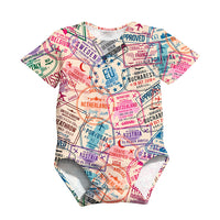 Thumbnail for Passport Stamps Designed 3D Baby Bodysuits
