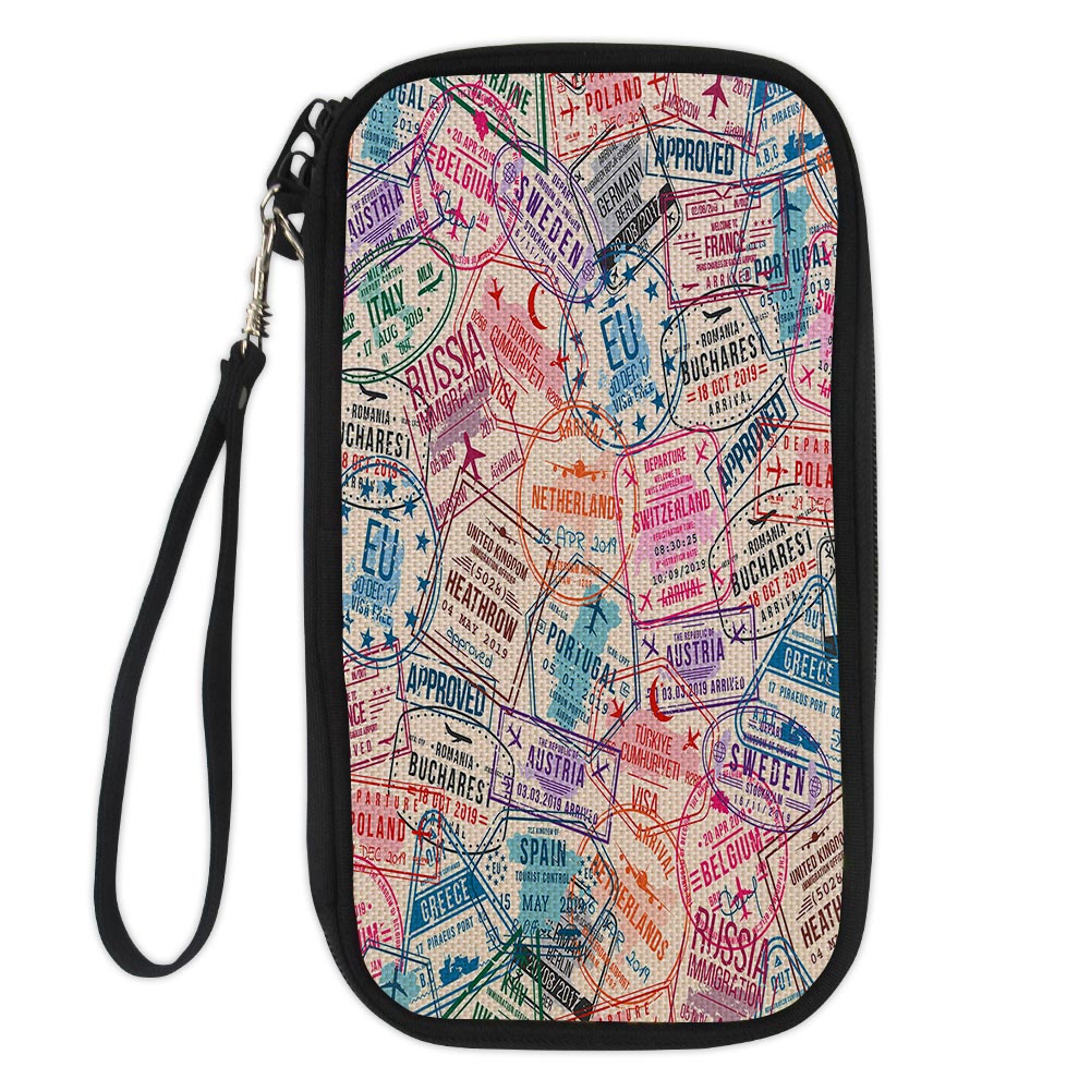 Passport Stamps Designed Travel Cases & Wallets