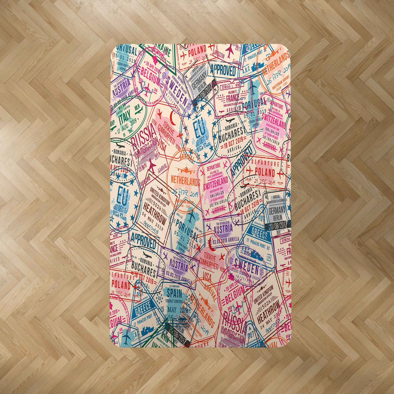 Passport Stamps Designed Carpet & Floor Mats