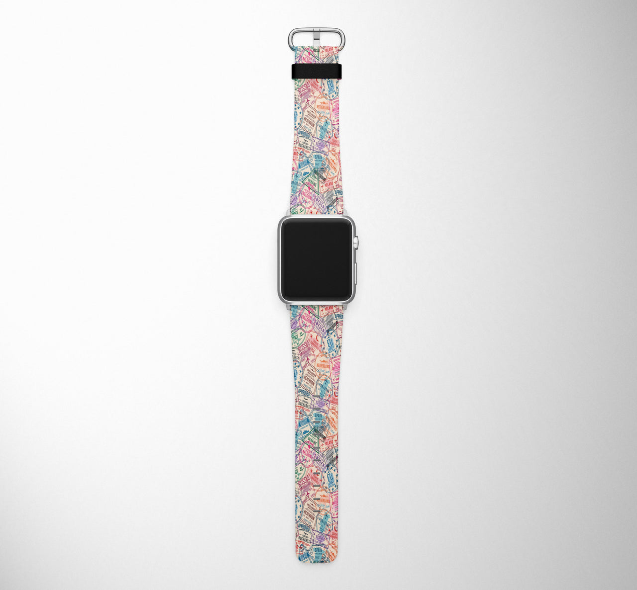 Passport Stamps Designed Leather Apple Watch Straps