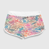 Thumbnail for Passport Stamps Designed Women Beach Style Shorts