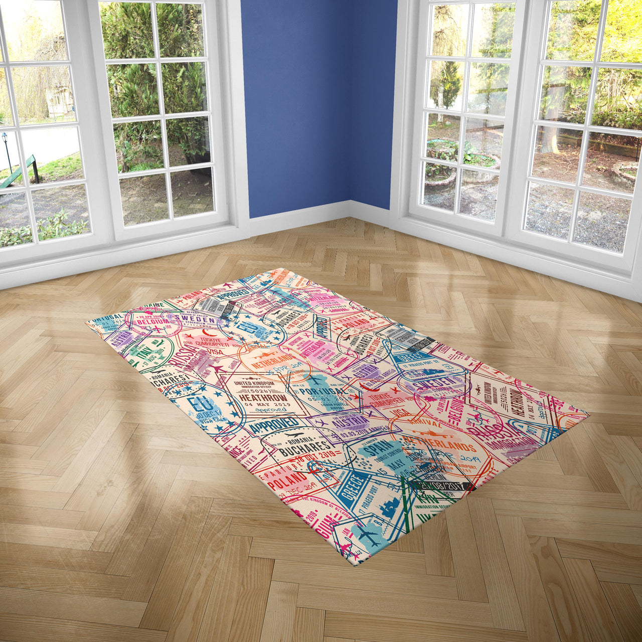 Passport Stamps Designed Carpet & Floor Mats