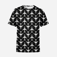 Thumbnail for Perfectly Sized Seamless Airplanes Black Designed 3D T-Shirts