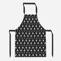 Thumbnail for Perfectly Sized Seamless Airplanes Black Designed Kitchen Aprons