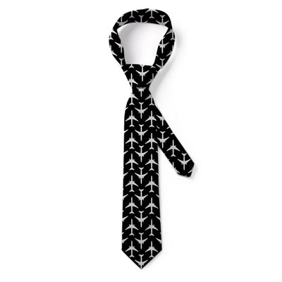 Perfectly Sized Seamless Airplanes Black aviation design on premium silk blend tie.