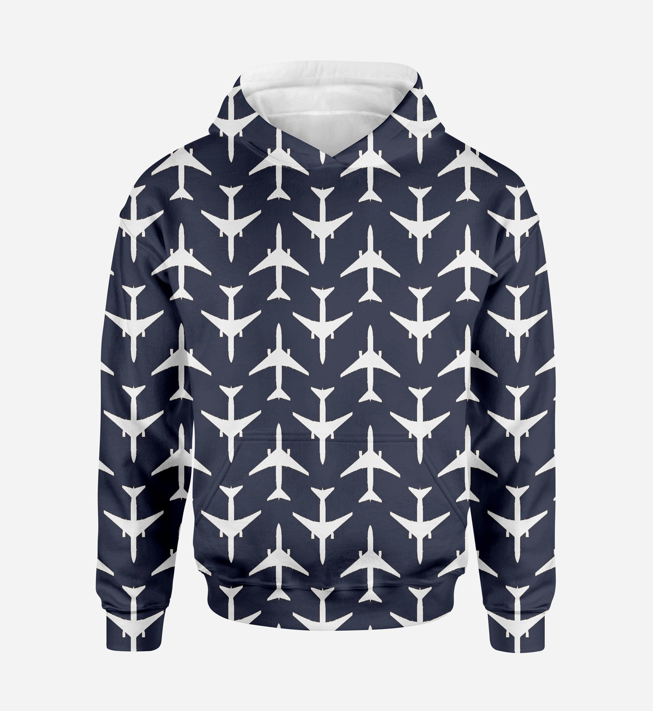 Perfectly Sized Seamless Airplanes Dark Blue Designed 3D Hoodies