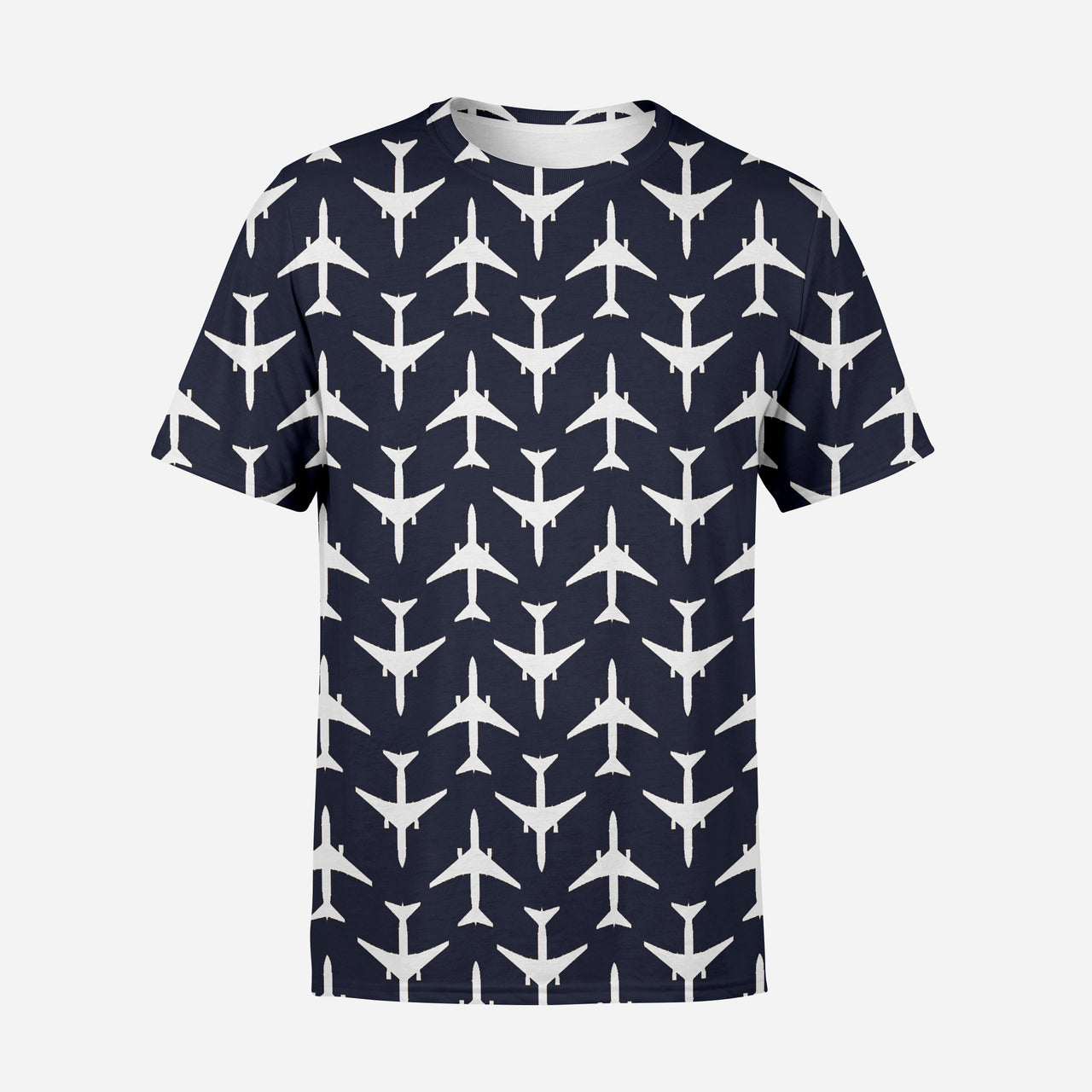 Perfectly Sized Seamless Airplanes Dark Blue Designed 3D T-Shirts