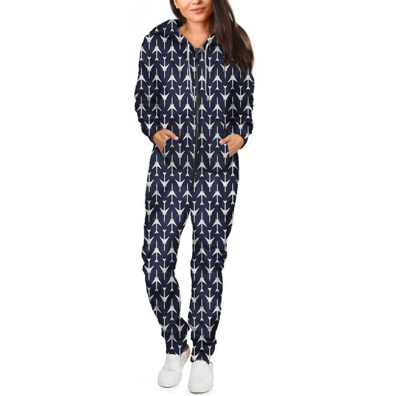 Perfectly Sized Seamless Airplanes Dark Blue Designed Jumpsuit for Men & Women