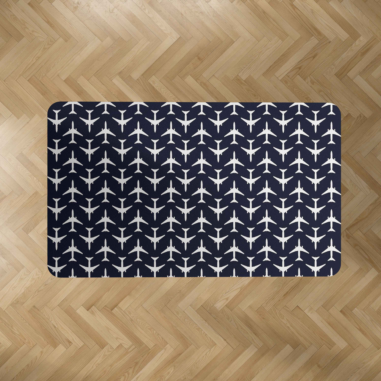 Perfectly Sized Seamless Airplanes (Dark Blue) Designed Carpet & Floor Mats