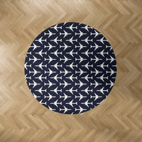 Thumbnail for Perfectly Sized Seamless Airplanes Dark Blue Designed Carpet & Floor Mats (Round)