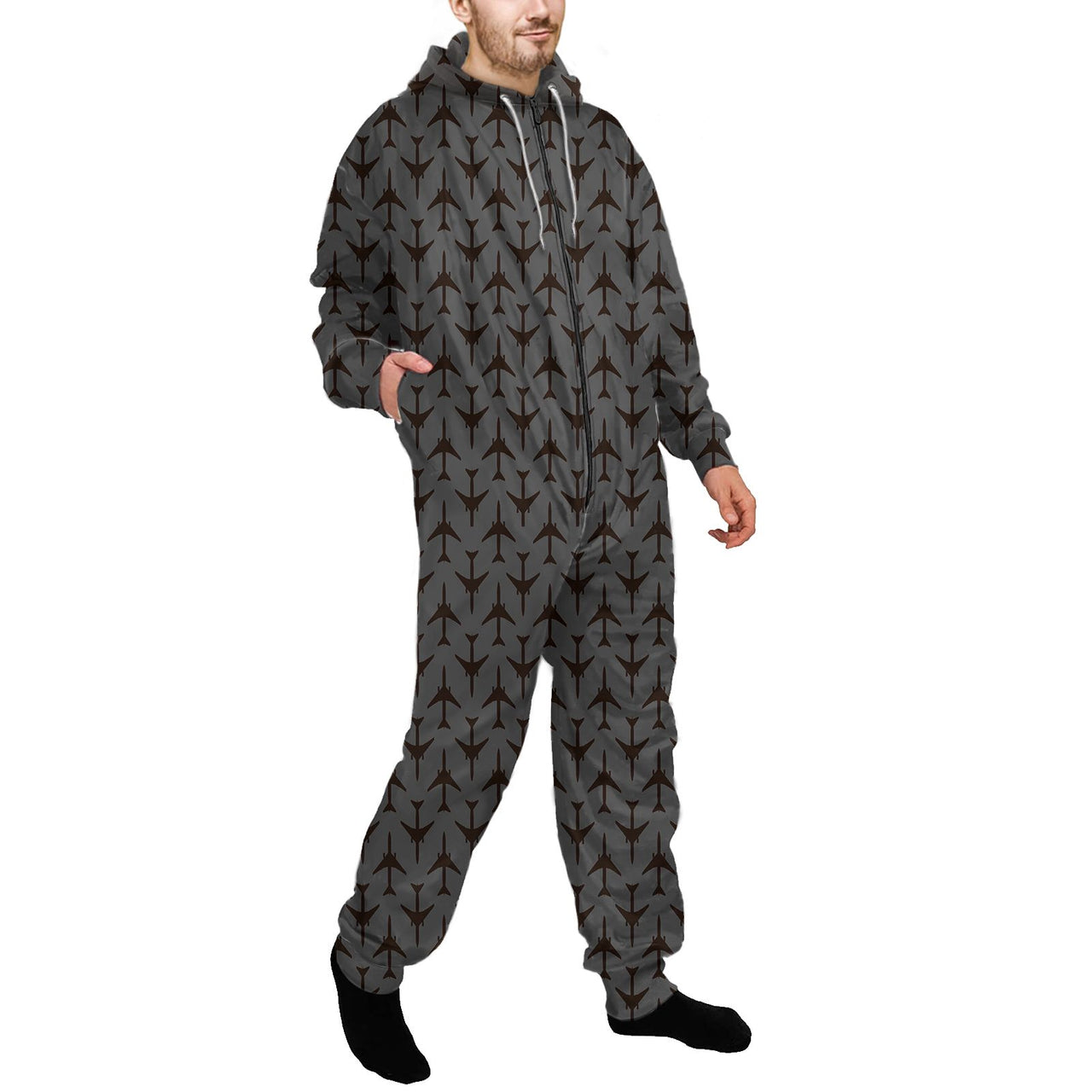 Perfectly Sized Seamless Airplanes Gray Designed Jumpsuit for Men & Women