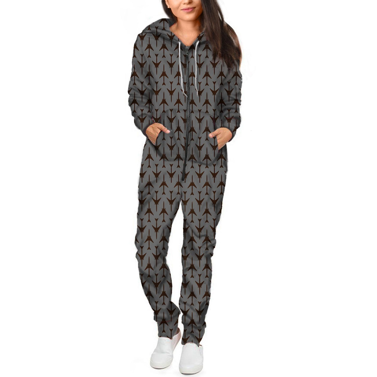 Perfectly Sized Seamless Airplanes Gray Designed Jumpsuit for Men & Women