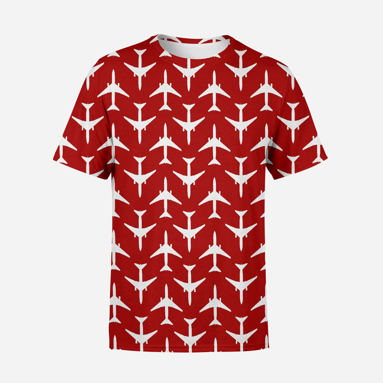 Perfectly Sized Seamless Airplanes Red Designed 3D T-Shirts